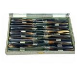 TWELVE FRENCH HORN HANDLED DINNER KNIVES