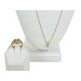 10K GOLD PERIDOT NECKLACE AND RING