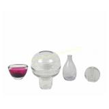 FIVE PC. SCANDI & GERMAN GLASS VASES, BOWLS ETC.