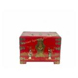 VINTAGE CHINESE RED LACQUER JEWELLERY BOX