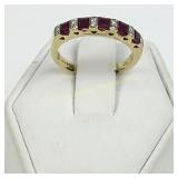 18K GOLD RUBY AND DIAMOND HALF ETERNITY RING