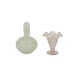 FENTON PINK HOBNAIL VASE & WHITE HOBNAIL PERFUME
