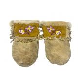 PAIR FIRST NATIONS MOOSE HIDE BEADED GAUNTLETS