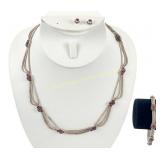 3 PC. STERLING & MADEIRA CITRINE JEWELLERY SET