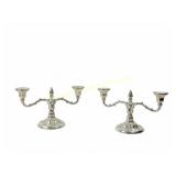 PAIR BIRKS STERLING DOUBLE CANDLEHOLDERS