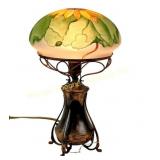 CIRCA 1902 PAIRPOINT LAMP AND SHADE