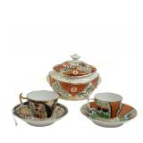 COALPORT JOHN ROSE SUCRIERE + TEACUPS & SAUCERS