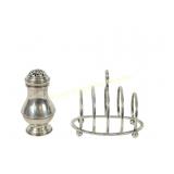 2 PC STERLING TOAST RACK & SMALL SUGAR SHAKER