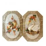PAIR CAPIZ SEASHELL WALL ART PLAQUES