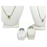 2 STERLING TOPAZ PENDANT NECKLACES & 2 RINGS