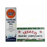 TWO GULF AND TEXACO TIN SIGNS