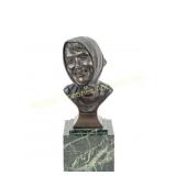 BRONZE BUST - SMILING WOMAN
