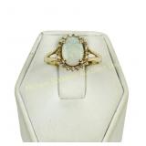 14K GOLD OPAL AND DIAMOND RING