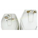 TWO 10K GOLD WHITE STONE RINGS
