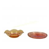 VICTORIAN THREADED GLASS BOWL AND DISH