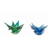 TWO SIGNED CHALET ART GLASS BOWLS