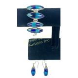 STERLING & GLASS BRACELET AND EARRINGS SET