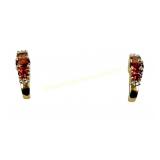 10K YELLOW GOLD GARNET AND DIAMOND EARRINGS