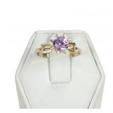 VINTAGE 18K GOLD PINK LAB SAPPHIRE RING