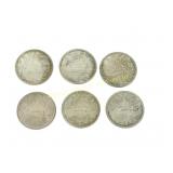 SIX CANADIAN 1965 -1966 SILVER DOLLAR COINS