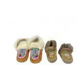 FIRST NATIONS - TWO PAIRS BEADED MOCCASINS
