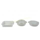 3 VINTAGE FIRE KING CANDLE GLOW CASSEROLE DISHES