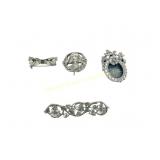 FOUR ANTIQUE & VINTAGE STERLING BROOCHES