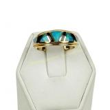 14K GOLD OPAL AND ONYX INLAY RING