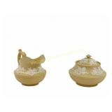 1827-1835 WILLIAM HACKWOOD CANEWARE CREAM & SUGAR