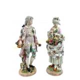 PAIR ANTIQUE GERMAN PORCELAIN FIGURINES