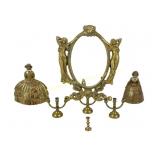 BRASS PICTURE FRAME + BELLS & MINI CANDLESTICKS