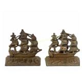 PAIR BRONZE SAILING SHIP BOOKENDS