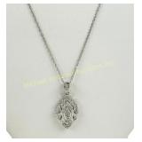 10K GOLD DIAMOND ART DECO STYLE PENDANT NECKLACE