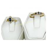 TWO 10K GOLD SAPPHIRE AND DIAMOND RINGS