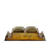 ART MOVEMENT BRASS DOUBLE INKWELL BY K&O CO.