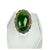 14K GOLD GREEN JADE RING
