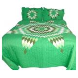 VINTAGE HAND CRAFTED LONE STAR QUILT &  SHAMS