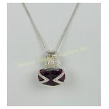 STERLING AND RUBY PENDANT NECKLACE