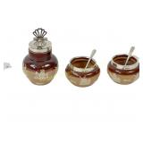 3 PC. DOULTON LAMBETH STERLING CONDIMENT SET