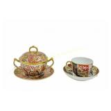 C. 1805 COALPORT CHOCOLATE CUP TEACUP & SAUCERS