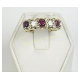 ENGLISH VINTAGE 18K GOLD RUBY AND DIAMOND RING