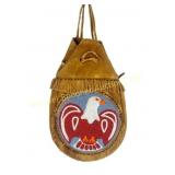 FIRST NATIONS EAGLE BEADWORK MOOSE HIDE BAG
