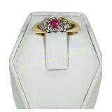 14K GOLD RUBY AND DIAMOND RING