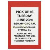 ITEMS MUST BE PICKED UP ON TUESDAY JUNE 23rd