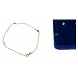 14K GOLD BRACELET + 14K DIAMOND EARRINGS