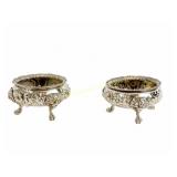 PAIR 1860 ENGLISH STERLING LARGE CAULDRON SALTS