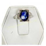 ART DECO PLATINUM SAPPHIRE & DIAMOND RING