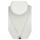 14K GOLD SMOKY QUARTZ & DIAMOND PENDANT NECKLACE