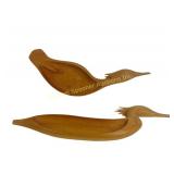 R. DUBE - PAIR SIGNED CARVED MERGANSER BOWLS