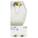 10K GOLD PERIDOT RING AND EARRING SET